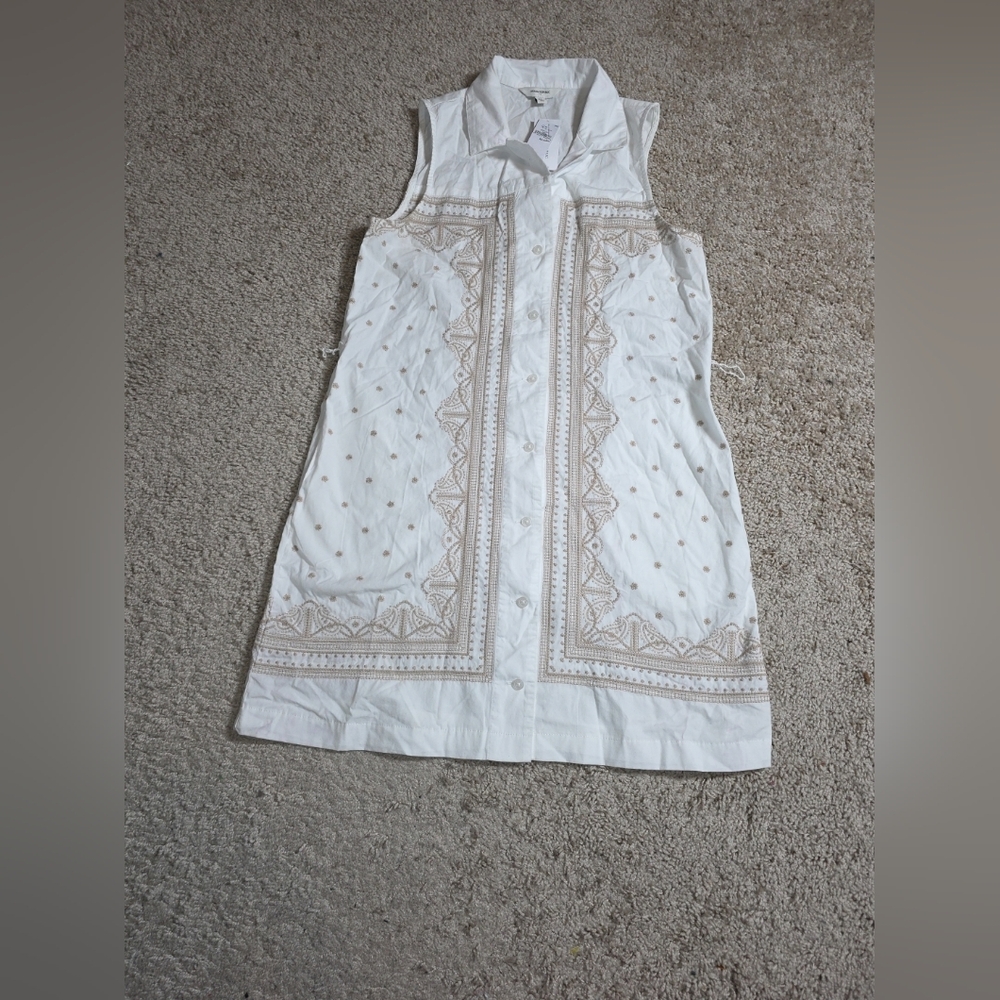 BANANA REPUBLIC Embroidered Poplin Mini Shirtdress Women's Size XS